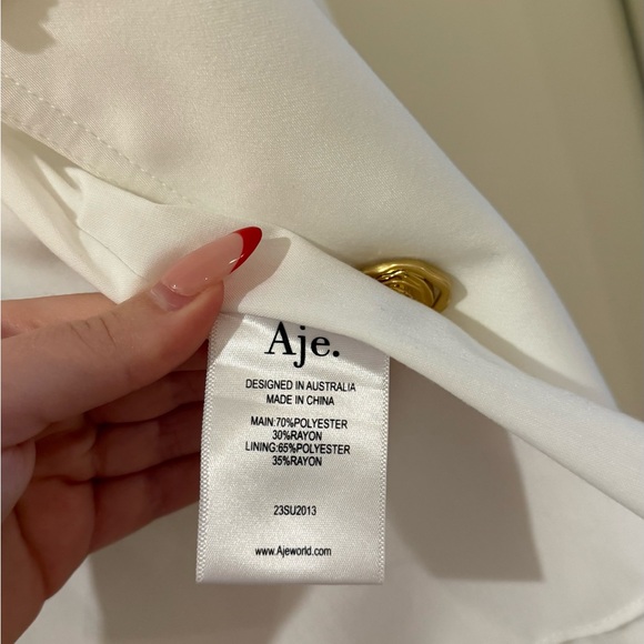 Aje Women's Ivory Pleated Blazer with Gold Buttons - Picture 4 of 5